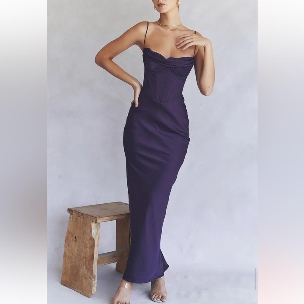 Purple long maxi dress bodycom corset - new - Picture 3 of 7